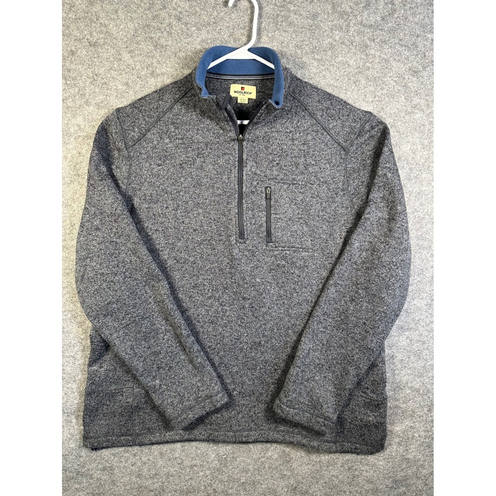 Woolrich Mens XL Heather Gray Quarter Zip Pullover Sweater HMQ00235 Mock‎ Neck
